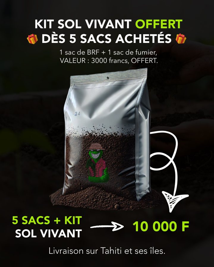 Kit sol vivant : terreau, fumier et BRF